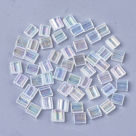 Cuentas de semillas de vidrio transparente de 2 orificio SEED-S023-29C-01-1