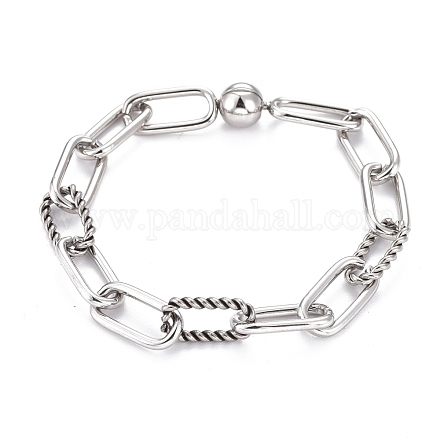 304 bracelets chaîne en acier inoxydable avec trombone BJEW-F412-03P-1