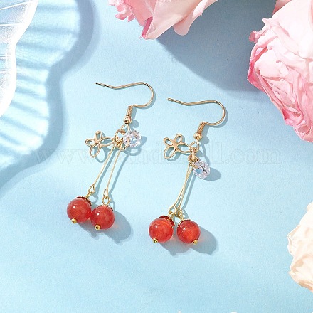 Серьги-подвески «кошачий глаз» из нержавеющей стали 304 EJEW-JE06498-02-1