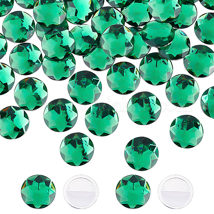 Fingerinspire 50 pz 25 mm retro piatto rotondo strass acrilico verde autoadesivo gioielli rotondi grandi gemme di plastica decorazioni attaccare sui gioielli cerchio di cristallo gemme per la creazione di costumi artigianato cosplay FIND-FG0001-93B-1
