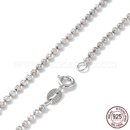 Collana da donna con catena a sfere in argento sterling placcato rodio NJEW-A014-03P-1