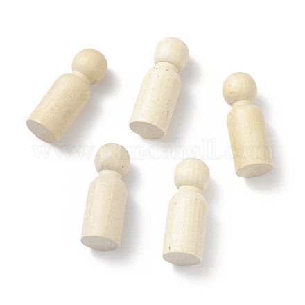 (Defective Closeout Sale: Marking)Unfinished Solid Wood Male Peg Dolls People Bodies DIY-XCP0001-97-1