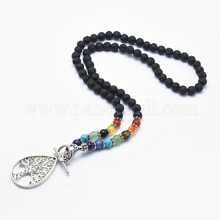 Tibetan Style Alloy Pendant Necklaces NJEW-F170-A06-1