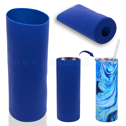 GORGECRAFT 2PCS Unseamed Silicone Wrap for Sublimation Tumblers 20oz Reusable Silicone Sublimation Sleeve Mug Clamp Sleeve Fixture for Full Wrap Tumbler Blanks Sublimation(Blue) AJEW-WH0244-02A-1