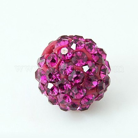 Fuchsia Round Grade A Pave Disco Ball Beads X-RB-H258-8MM-502-1