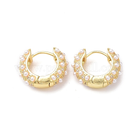 Aretes de aro con cuentas de perlas de imitación de plástico con rinestone de cristal EJEW-F306-03G-1
