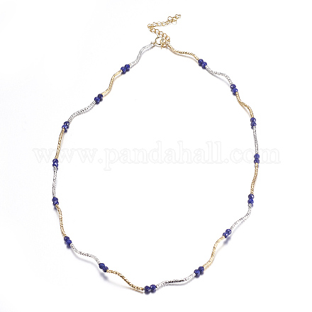 Colliers en lapis-lazuli naturels à facettes NJEW-F212-03GP-1