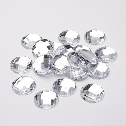 Imitación Taiwan acrílico Diamante de imitación espalda plana cabochons GACR-D002-25mm-01-1