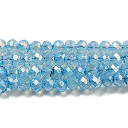 Brins de perles de verre peintes à la cuisson transparentes DGLA-F002-02B-04-1