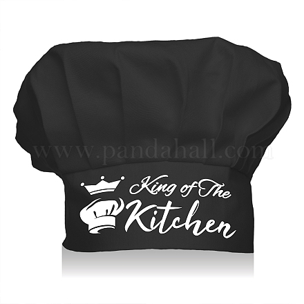 CREATCABIN Chef Hat King Of The Kitchen Adjustable Elastic Kitchen Cooking Hat Funny Premium Quality Cap for Chef Birthday Party Cooking Class Black AJEW-WH0242-004-1