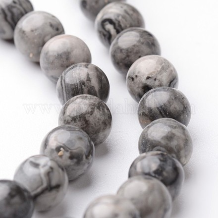 Chapelets de perles de carte pierre/en picasso pierre/en picasso jasper ronde naturel G-J346-03-6mm-1