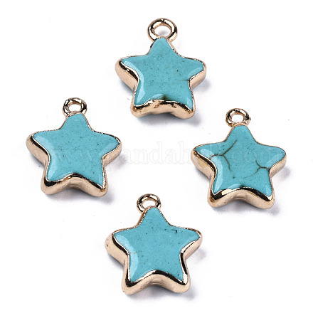 Estrella colgantes de color turquesa sintético G-N326-69C-01-1