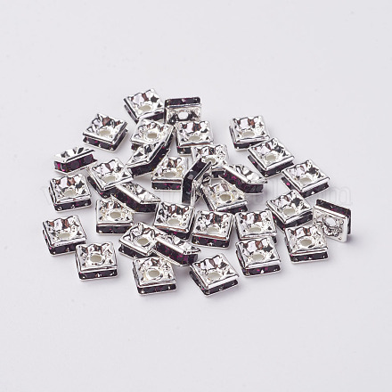 Abalorios de latón Diamante de imitación espaciador RB-A013-6x6-11S-NF-1