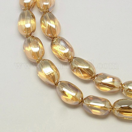 Pearlized Crystal Glass Oval Beads Strands EGLA-F026-D01-1