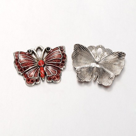 Mariposa colgantes de plata antigua del esmalte del rhinestone tono ENAM-N041-03G-1