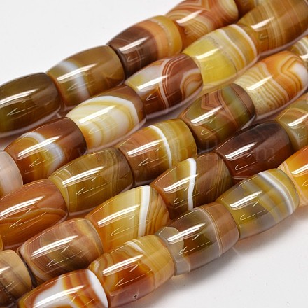Column Natural Striped Agate/Banded Agate Bead Strands G-M257-20x15mm-11-1