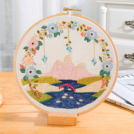 Mountain & River Scenery Pattern Embroidery Starter Kits DIY-P077-069-1