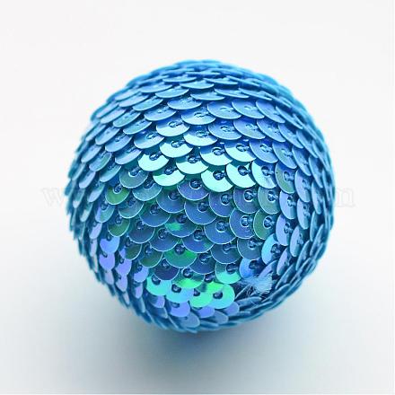Handmade Woven Foam Wrapped with Paillettes Round Beads WOVE-T001-18mm-01-1
