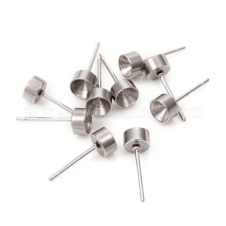 304 impostazioni per orecchini a bottone in acciaio inossidabile STAS-L244-48C-P-1