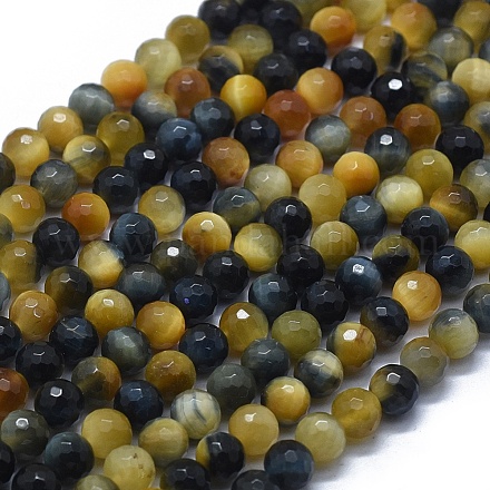 Boucles naturelles de perles d'oeil de tigre d'or G-D0013-71A-1