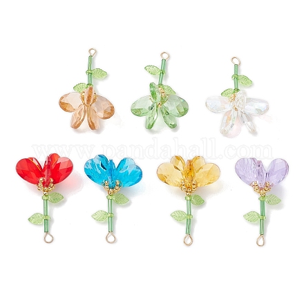 7 шт. подвески-цветы из стеклянных бусин ручной работы 7 цветов PALLOY-MZ00742-1