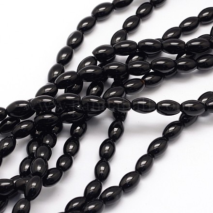 Rice Natural Black Onyx Beads Strands G-L303-01-1