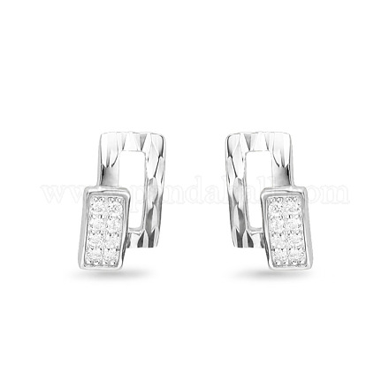 TinySand Fashion Big Style 925 Sterling Silber CZ Rechteck Halo Ohrstecker TS-E235-S-1