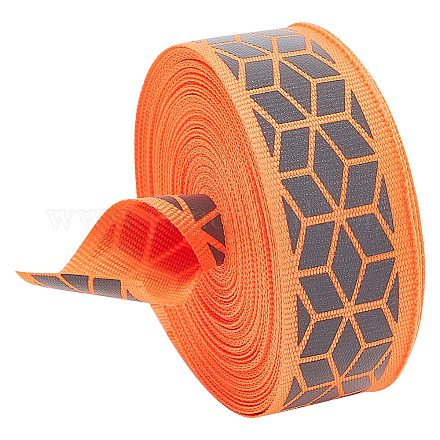 ベネクリエイト 10m フラット反射ポリエステル グログラン リボン  警告テープ用の幾何学模様のリボン  サンゴ  1インチ（25~27mm）  約10.94ヤード（10m）/バッグ OCOR-BC0006-19C-1