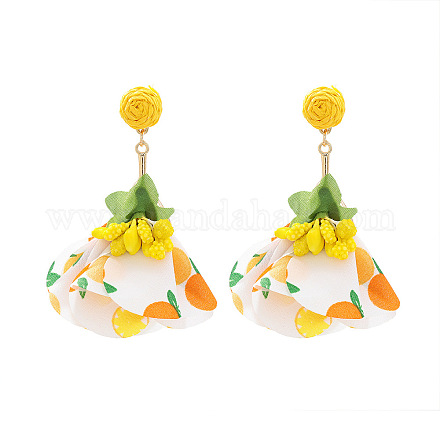 Серьги-гвоздики с подвесками в виде цветка из сплава ткани FS-WG4D67B-02-1