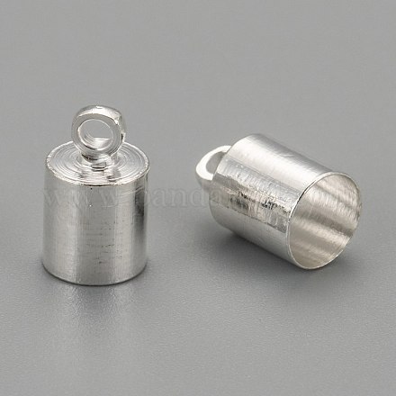 真鍮製コードエンドパーツ  ニッケルフリー  銀色のメッキ  9.5x6mm  穴：1.1mm  5.5mm内径 X-KK-EC041-S-NF-1