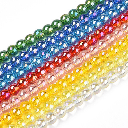 Chapelets de perles en verre transparent électrolytique GLAA-T032-T8mm-AB-1