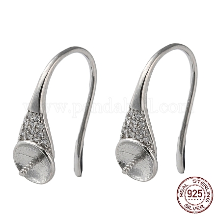 Rhodium Plated 925 Sterling Silver Dangle Earring Hooks STER-M115-21P-1