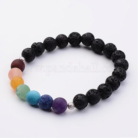 Bracelets extensibles à perles de lave naturelle BJEW-JB02508-1