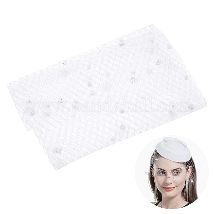 OLYCRAFT 1.1 Yard White Veil Neting Fabrics with Small Ball 9.8 Inch Wide Bridal Wedding Veil Net Birdcage Veil Netting Fascinator Millinery Netting Fabric for Bride's Headdress Veil Making FIND-WH0139-118A-1