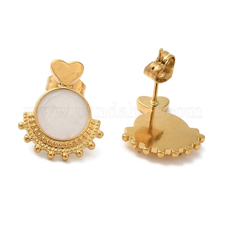 Ионное покрытие (ip) нержавеющая сталь 304 круглые серьги-гвоздики в форме сердца EJEW-C114-25G-1