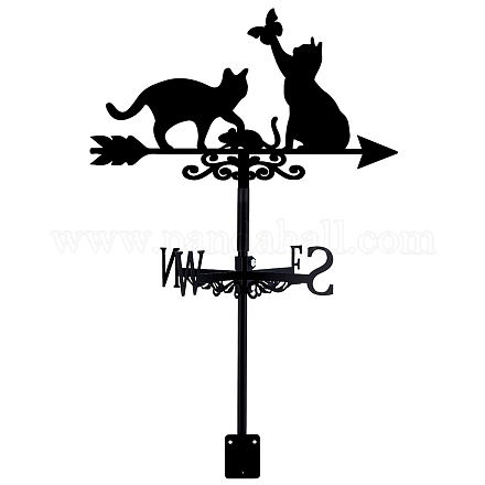 オランウータン鉄風向インジケーター  屋外の庭の風の測定ツールのための風見鶏  猫の形  269x358mm AJEW-WH0265-007-1