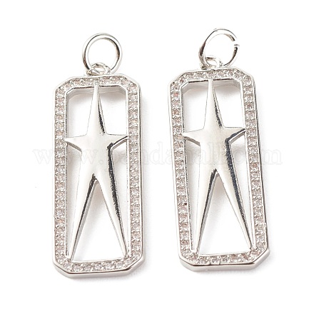 Латунные микропаве прозрачные подвески с фианитом ZIRC-P094-05P-RS-1