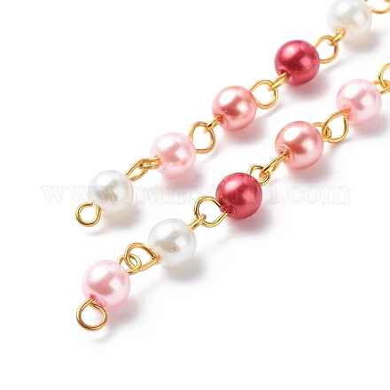 Chaînes de perles rondes en perles de verre faites à la main AJEW-SZ0002-40F-1