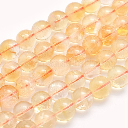 Chapelets de perles de citrine naturelle G-O166-10-10mm-1