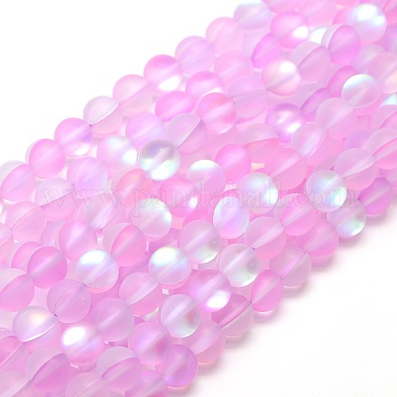 Chapelets de perles en pierre de lune synthétique G-F142-6mm-09-1
