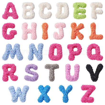 26Pcs 26 Styles Opaque Resin 26 Letter Cabochons RESI-YW0001-39-1