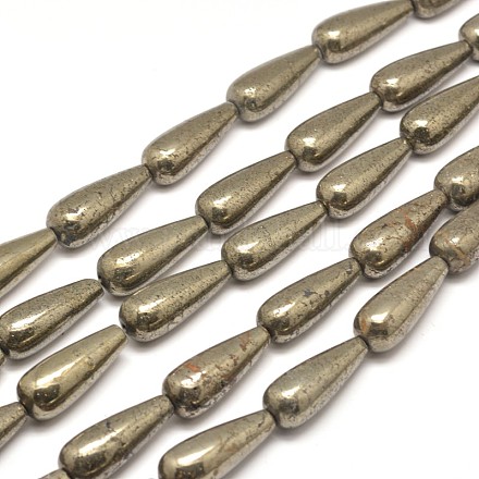 Fili di perle di pirite naturale a goccia G-I126-16-30x12mm-1