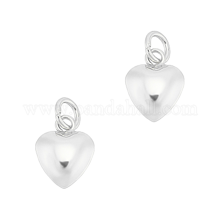 2 шт. 925 подвески в виде объемного сердца из стерлингового серебра с соединительными кольцами STER-UN0001-61S-1