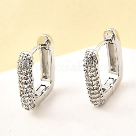 Латунные серьги-кольца из прозрачного кубического циркония EJEW-Z121-10P-1