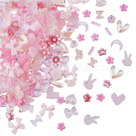 ホビーセイ樹脂カボション  ネイルアートの装飾の付属品  混合図形  ピンク  6.5~8.5x6~11.5x1~2.5mm  4袋/箱 MRMJ-HY0001-12B-1