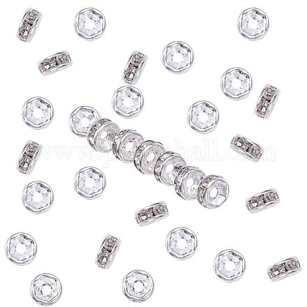 NBEADS 200 Pcs 5mm Grade A Silver Plated Clear Crystal Rhinestone Round Rondelle Spacer Beads for Jewelry Making RB-NB0001-10-1