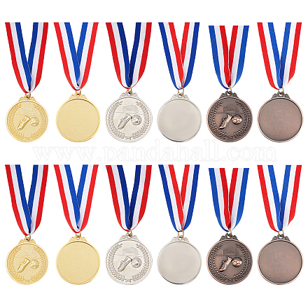 Ahandmaker 12 pièces 3 couleurs médaille de football en alliage de zinc AJEW-GA0003-62-1