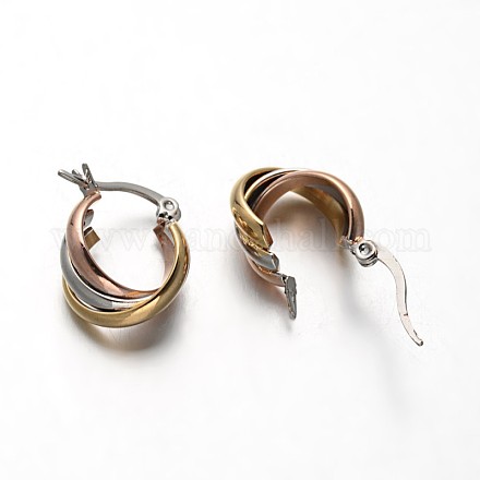 Oval 304 Stainless Steel Multi-Layered Hoop Earrings EJEW-N041-01-1