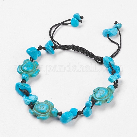 Dyed & Synthetic Turquoise(Dyed) Braided Bead Bracelets BJEW-JB03767-1