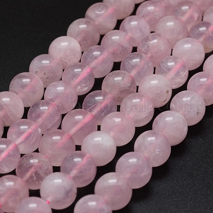 Madagascar naturel rose perles de quartz brins G-K285-33-6mm-02-1